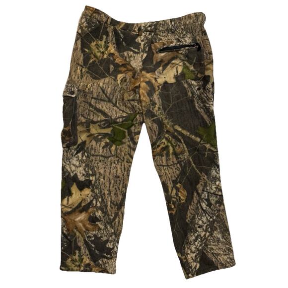 Cabelas Pants Men's 38 Regular Camo Hunting Fleece Cargo Pocket 100% Polyester - Picture 2 of 5